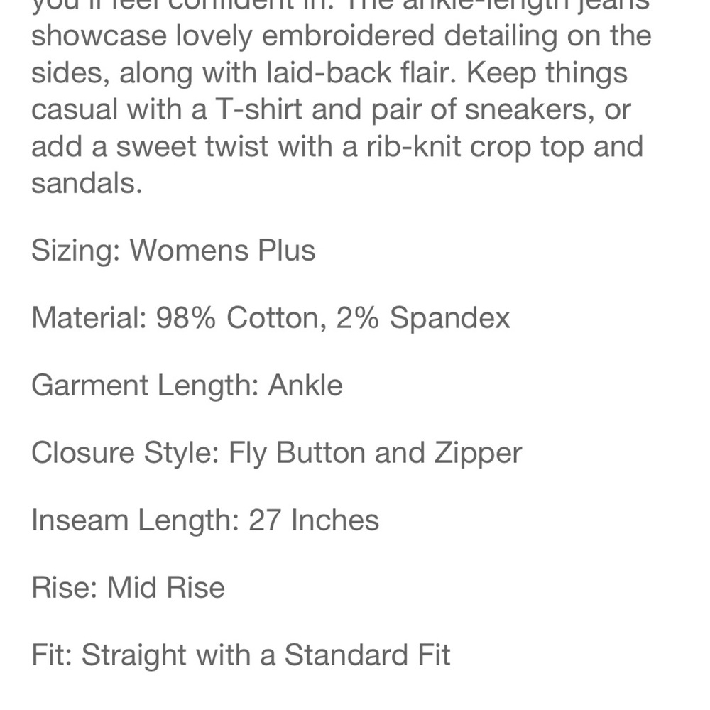Knox Rose Mid Rise Straight Leg Embroidered Jeans Light Wash Plus Size 14W NWT - Picture 5 of 5